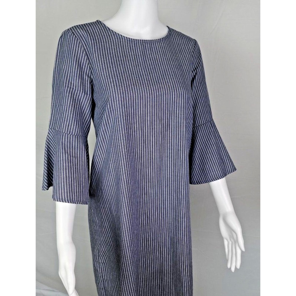 JCREW‎ Womens Size 4 Small Pinstripe Bell Sleeve Dress Midi Workwear Casual
